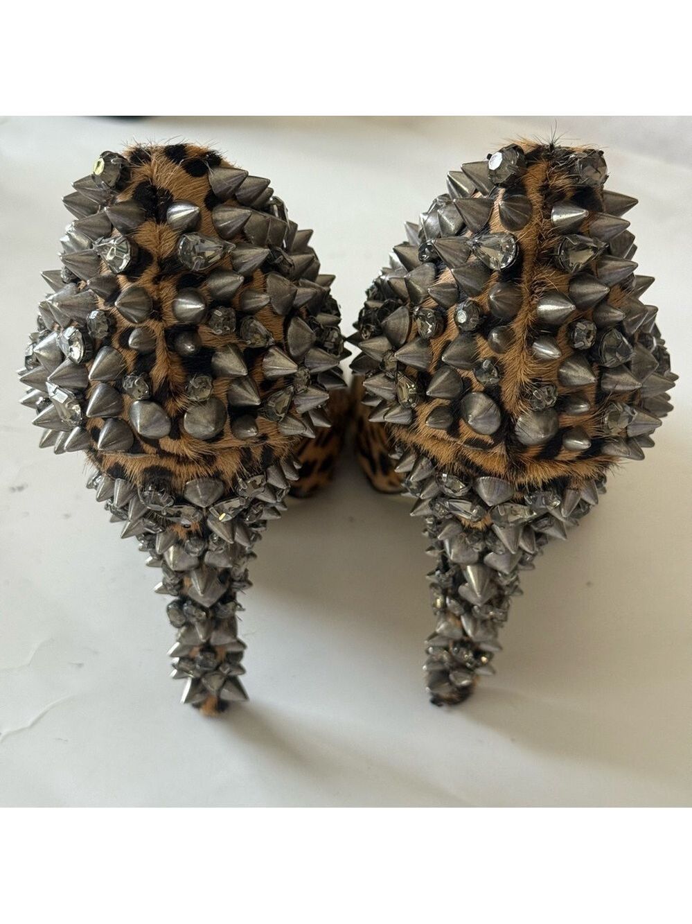 Leopard Print Stilettos Spiked high heels open toe 
Women’s 9 USA Party Wedding - Picture 4 of 16